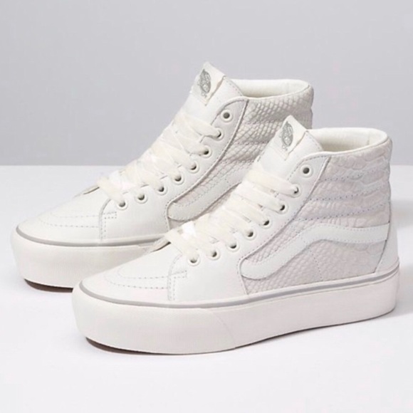 white snakeskin vans